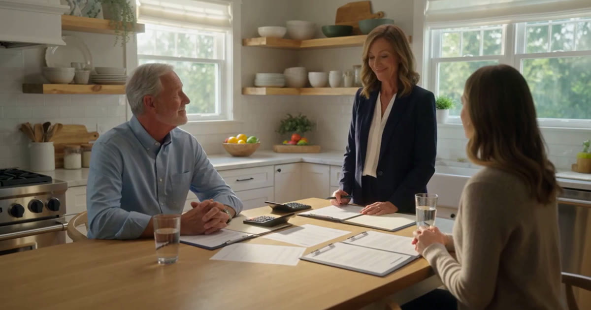 Illinois family reviewing final expense paperwork with an advisor at a kitchen table
